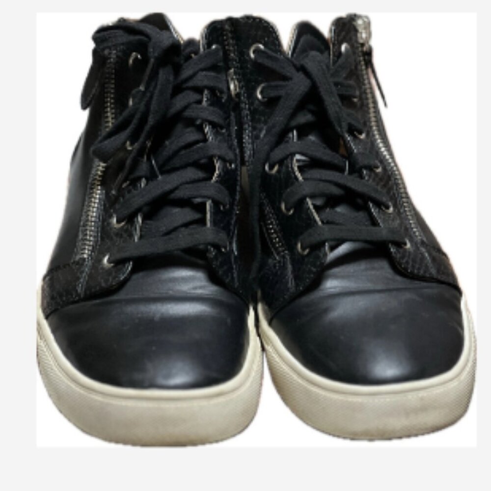 Dolce Vita Sneaker Shoe High Top Alison Women's Size 9 Black Zip & Lace Man-Made - Picture 4 of 5